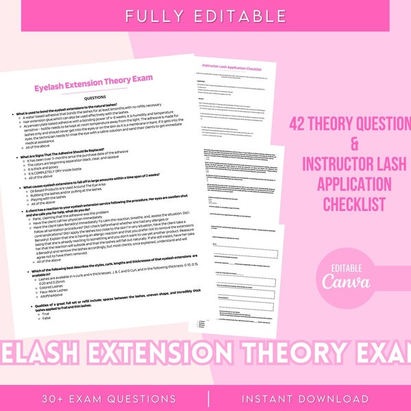 Eyelash Extensions Student Exam for Certification, Theory Exam, Lash Test, Training Student Training, lash exam, Lash Instructor, Educators