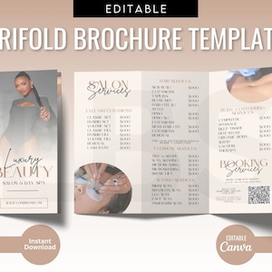 Szablon broszury Trifold, Ulotka salonu kosmetycznego, Cennik spa Tri-Fold Day, Cennik spa DIY, Projekt broszury do druku na temat masażu