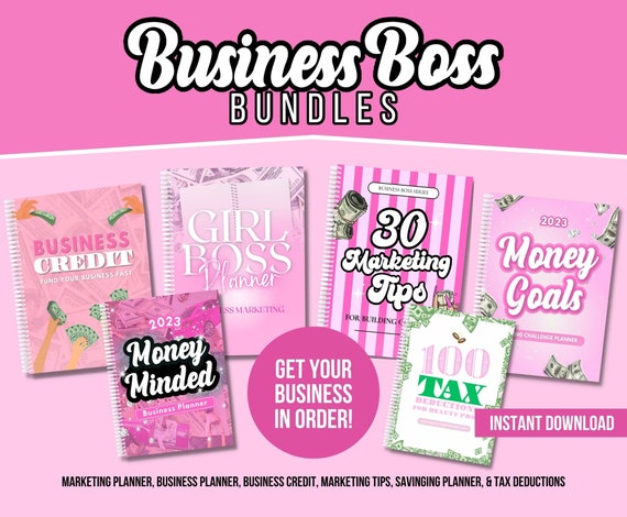 Business Credit, Business Planner, Credit Repair, Savings Planner, Finance Tracker, Marketing Planner, Marketing Proposal, Business Template