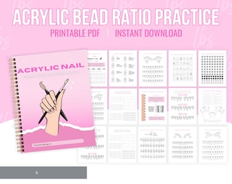 Acrylic Nail Ratio Practice Sheets, Acrylic Bead Practice, Nail Practice Workbook, Acrylic Application, Acrylic Application Practice Forms