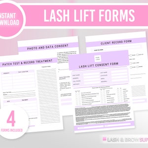 Lash Lift, Lash Lift Forms, Lash Forms, Lash lift client forms, Client Waiver, Consent Form, Client Record Form