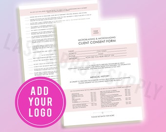 Customizable Microblading Waiver and Consent Form INSTANT DOWNLOAD - Release Form, Eyebrow Client Form, Pre-procedure form, esthetician form