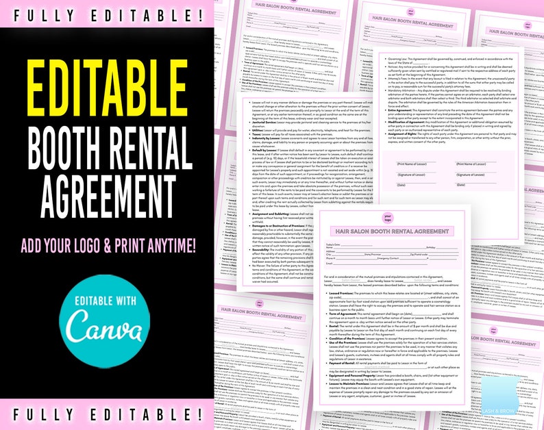Hair Salon Booth Rental Agreement Salon Booth Lease Etsy