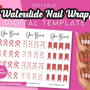Waterslide Nail Decals, Nail design Templates, French Tip Nail Template, Custom nail decal stickers, Nail Artist, Manicure, Nail decals