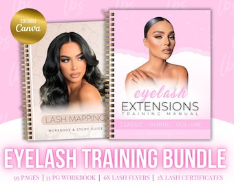 Lash Extensions Manual and Lash Mapping Training manual, eyelash Student Workbook, Lash Class, Editable Guides, Lash tutor, Edit in Canva