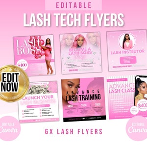 Lash Training Flyers, Lash Extensions Online Course, Lash Flyers, Lash Tech flyer Pack, eyelash flyers, Lash Class Instagram Post, IG Post