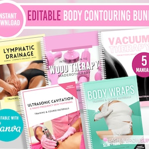 Body Contouring Manual, Body Shaping Manual, Ultrasonic Cavitation Manual, Wood Therapy Training Manual, Lipo, Lymphatic Massage Manual, MLD