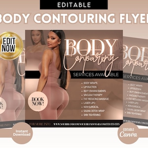 Folheto de escultura corporal, contorno corporal, folheto de aula de treinamento, levantamento de bumbum, escultura corporal feminina, folheto do Instagram, folheto de aula de contorno corporal