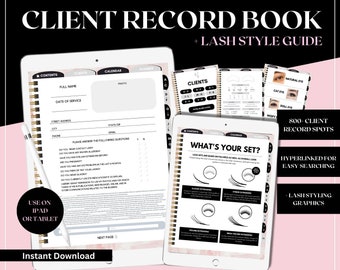 Client Record Book, 2024 digital record book, Lash Business Forms, Beauty, Client Journal, Appointment Planner, lash client record card