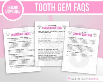 Tooth jewelry FAQ, Tooth Gems FAQs, Tooth jewelry FAQ application, Tooth Jewelry, Esthetician, Tooth gems FAQs aftercare, tooth class, canva