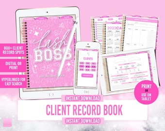Digital Eyelash Client Record Book, client record book, Lash Tech Planner, Lash Business Forms, Beauty, Client Journal, Appointment Planner