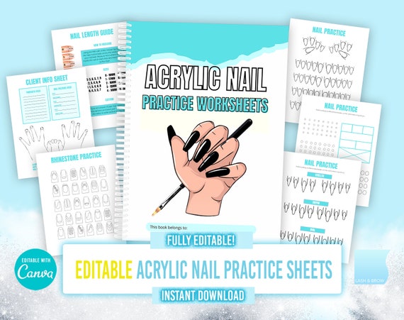 Acrylic Nail Ratio Practice Sheets, Acrylic Nails Bead Practice Workbook, Nail Practice, Acrylic Application, Nail Art & Bead Practice