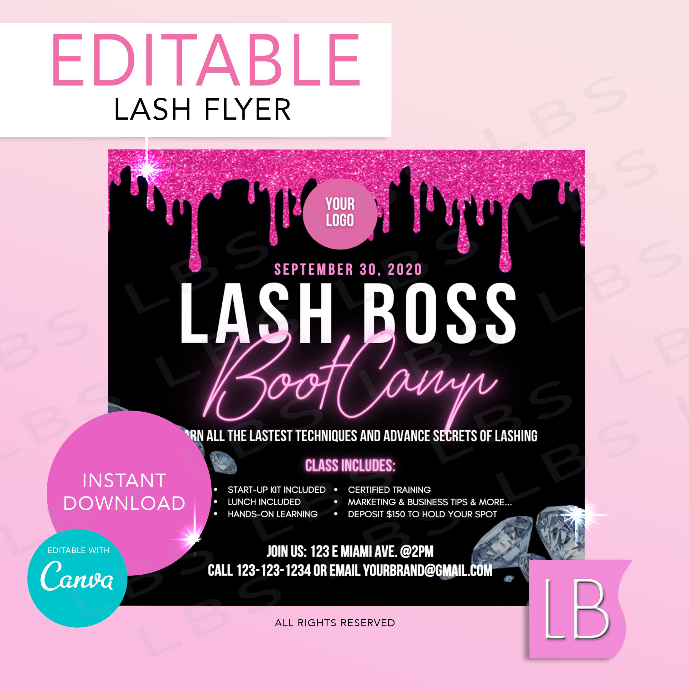 JYUN DIY Editable Eyelash Extension Class Flyer, Instant Download