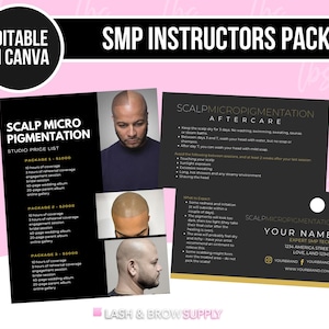 Dépliant sur la micropigmentation du cuir chevelu, carte de suivi Smp, tatouage PMU, étudiant, liste de prix Smp, liste de prix PMU, suivi pmu, tatouage du cuir chevelu