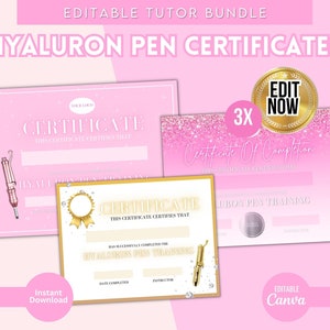 Hyaluron Pen Zertifikat, Abschlusszertifikat, Hyaluron Pen Diplom, Studentenzertifikat, Dermal Filler, Lippen, printable PDF