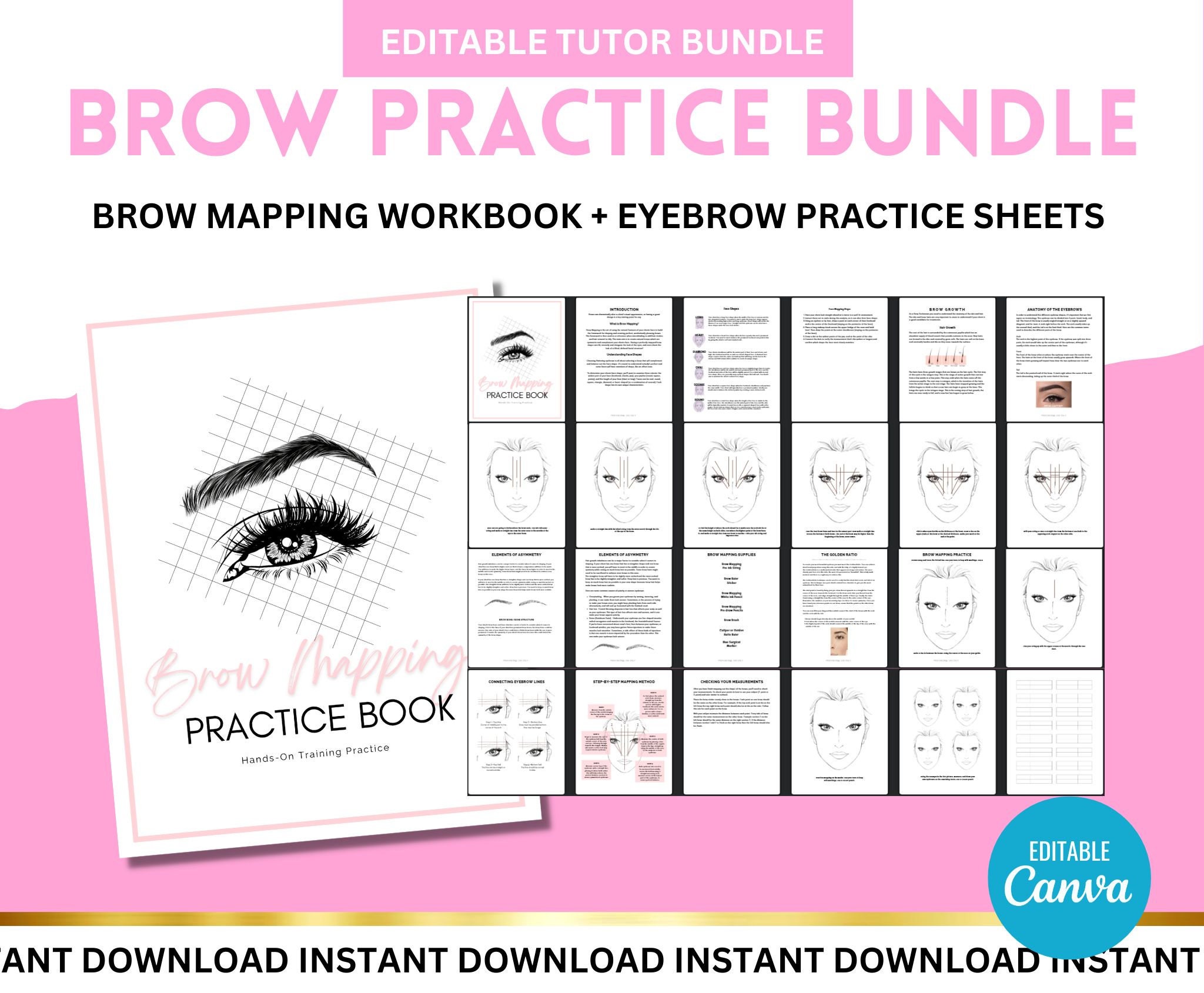 Editable Brow Mapping, Mapping Practice, Microblading Practice, PMU ...