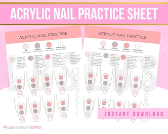 Acrylic Nail Practice Sheets, Bead Practice, Acrylic Application Practice, Acrylic Nails Ratio Practice Sheets, Acrylic Application Forms