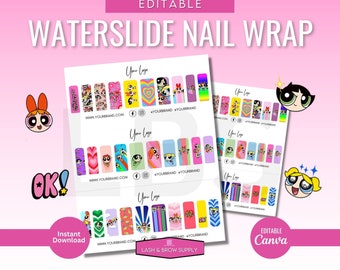 Waterslide Nail Decals, Nail design Templates, French Tip Nail Template, Custom nail decal stickers, Nail Artist, Manicure, Nail decals