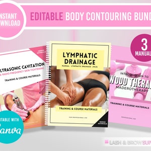 Body Shaping Manuals, Body Contouring, Ultrasonic Cavitation Manual, Wood Therapy Training Manual, Lipo, Lymphatic Massage Manual, MLD,