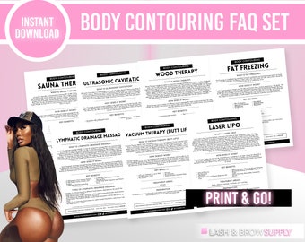 Body Contouring FAQ, Body Contouring Flyer, Faqs, Body sculpting flyers, Laser lipo, Ultrasonic Cavitation, Fat Freezing, Sauna therapy