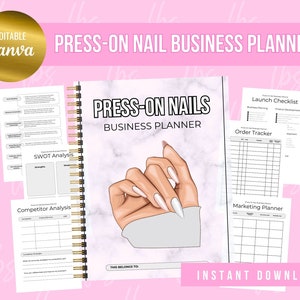 Press on Nail Business Plan, Nail Business Launch Plan, Finanzieller Small Business Plan, Nagelplaner, Pink Business Planner, Small Business