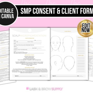 SMP Consent Form, Scalp Micropigmentation Form Template, Scalp Micropigmentation Consent and Consultation Form, Permanent Makeup Forms