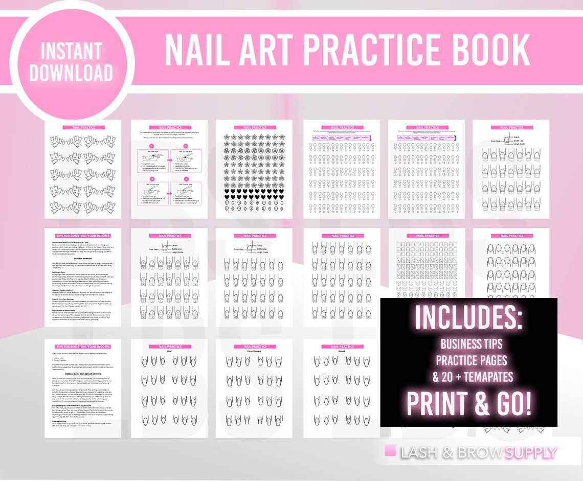 Nail Art Practice Book Acrylic Ratio Practice Sheet Acrylic Etsy