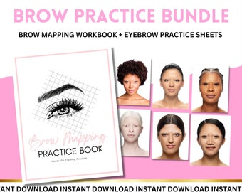 Brow Mapping, Mapping Practice, Microblading Practice, PMU Training, PMU, Brow Practice Forms, Printable Forms, Eyebrow Practice