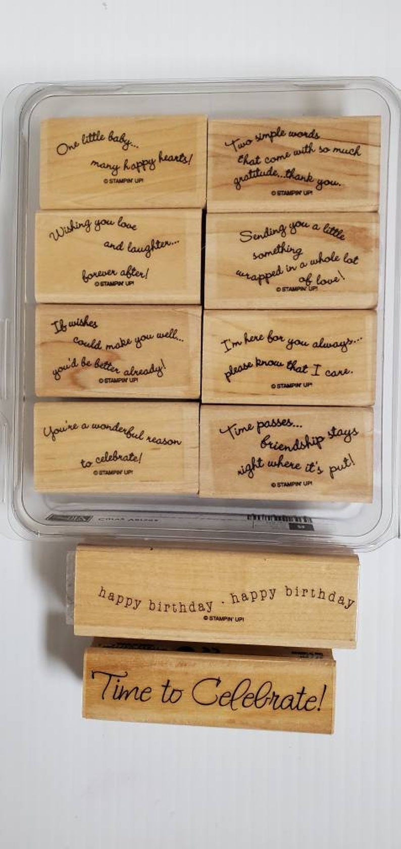 stamp set oldie but goodie Like new plus two bonus separate stamps. CURVY VERSES Retired Stampin Up wooden