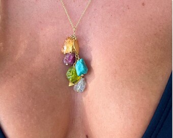 Personalized Birthstone Family Tree Necklace: Christmas Gift For Mom Crystal Jewelry