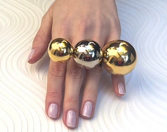 Mixed Metal Statement Ring, Gold and Silver  Ring, Extra Large Statement ring, Cool ring, Aesthetic Ring, Chunky Ring, Full Finger