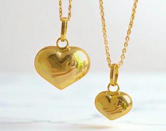14k Solid Gold Heart Necklace: Dainty Handmade Pendant Gift for Her