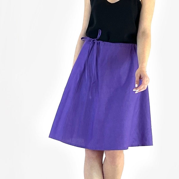 Purple linen midi  skirt, Midi linen skirt, Linen skirt, Minimal linen skirt, A line linen skirt, Summer linen skirt, Maternity linen skirt