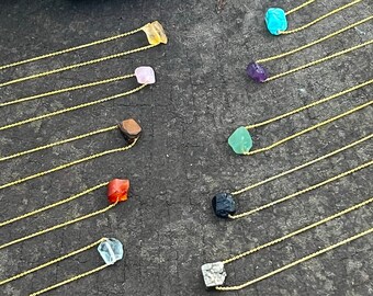 Raw Crystal Fidget Necklace: Sterling Silver Chain, Empath Protection