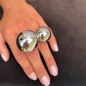 Extra Large Silver Ring Oversized Ring  Statement Oversized Ring Giant Ring  Huge ring  Full Finger Ring XXL Ring Huge Double Bubble Ring