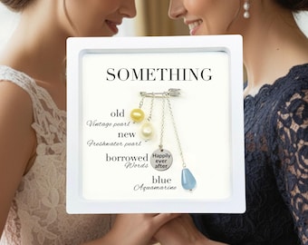 Something Blue For Bride Heirloom Charm met parels Vintage nieuw geleend blauwe bruiloft aandenken gepersonaliseerd cadeau voor bruidsboeket of -jurk