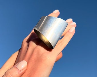 Extra Large Silver 3D Ring Oversized Silver Ring Large Silver Statement Ring Summer Ring Full Finger Ring Silver Tube ring XXL Ring,
