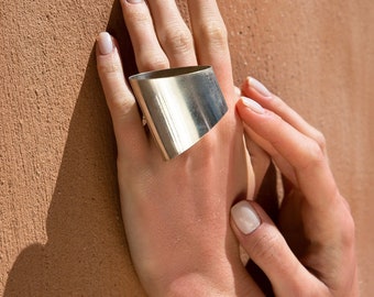 Adjustable Sterling Silver Chunky Dome Ring: Avant Garde Jewelry
