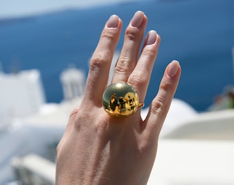 Ball Ring  Gold Ball Ring  Dome Ring Statement Ring  Gold Bubble ring Sphere Ring Extravagant Ring  Extra Large Gold Ring  3D Ring