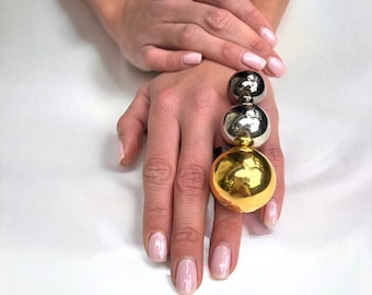 Mixed Metal Statement Ring, Silver and Gold Ring, Supersized Ring, Full Finger Ring, Index Finger Ring, Cool Ring, Aesthetic, Chunky Ring