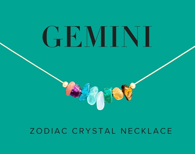 Gemini Necklace Crystal Zodiac Necklace Personalized Minimalist Jewelry, Gemini Gift, Astrology Gifts, Zodiac Gift, Gemini Jewelry, Gemini