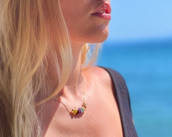 Leo Zodiac Necklace: Raw Crystal Birthstone Jewelry, Sterling Silver