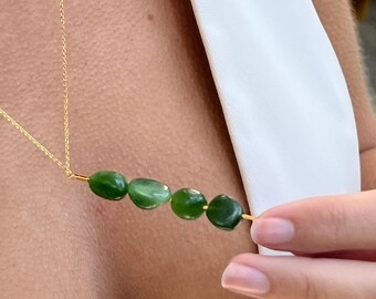 Jade Spinner Necklace: Raw Crystal Kinetic Necklace, Sterling Silver