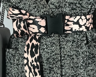 Pink Leopard Waist Belt  Extra long  Belt Leopard  Waist Belt Coat Belt  Animal Print Belt  Wide Pink Belt Long Wrap Belt Pink Black