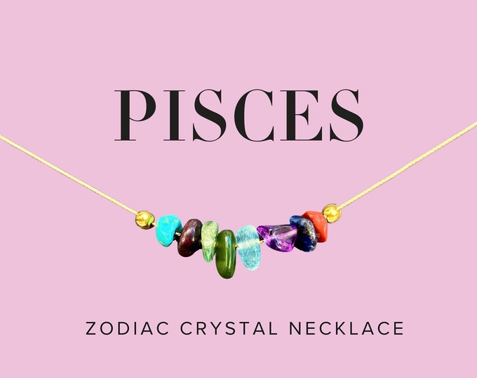 Pisces Necklace Raw Crystals Zodiac Sign Astrology Choker Crystal Jewelry, Pisces Birthday, Pisces Gift, Pisces Jewelry, Zodiac necklace