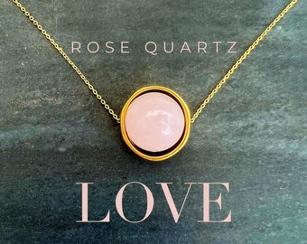 Rose Quartz Necklace ,Valentines Day gift, Love necklace, Gift for Her, Self Love Gift, Rose Quartz Pendant, Rose Crystal Necklace