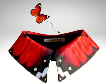 Red Monarch butterfly collar -Detachable collar- Butterfly day collar-Butterfly necklace - Statement collar- Butterfly wings-Collar necklace