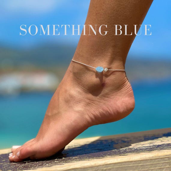 Something Blue Anklet Gold and Silver Something Blue Bridal Shower Gift Something Blue for Bride Wedding Jewelry Bridal Ankle Bracelet Etsy