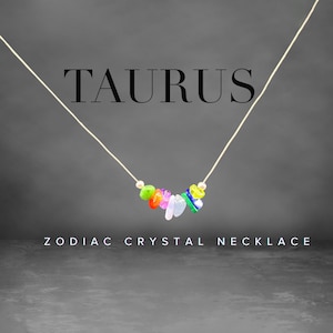 Taurus Necklace Raw Crystals Zodiac Sign Gift, Astrology Choker Crystal Jewelry, Taurus Gift, Astrology Gifts, Zodiac Gift, Taurus Jewelry
