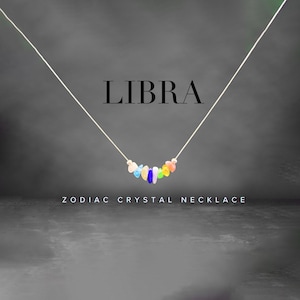 Libra Necklace Crystal Zodiac Necklace Personalized Minimalist Jewelry Gift, Zodiac Jewellery, Zodiac Gift, Zodiac Necklace, Gift for Libra